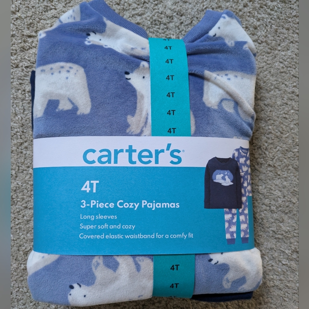 Carters 4T cozy pajamas polar bear 3piece set